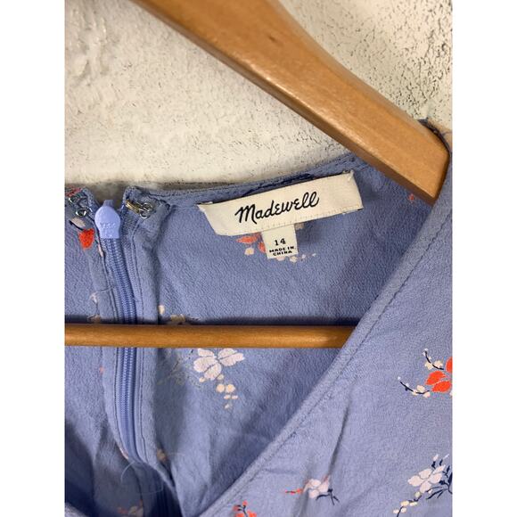 Madewell Women's Button-Wrap Midi Dress in Aloha Flower Rainwashed Peri Size 14 - Picture 5 of 8